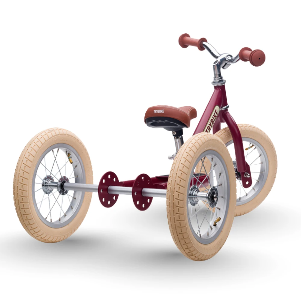 Trybike 2 In 1 Steel Kids Balance Bike & Trike - Vintage Red 11 Trybike 2 In 1 Steel Kids Balance Bike & Trike - Vintage Red - Image 11